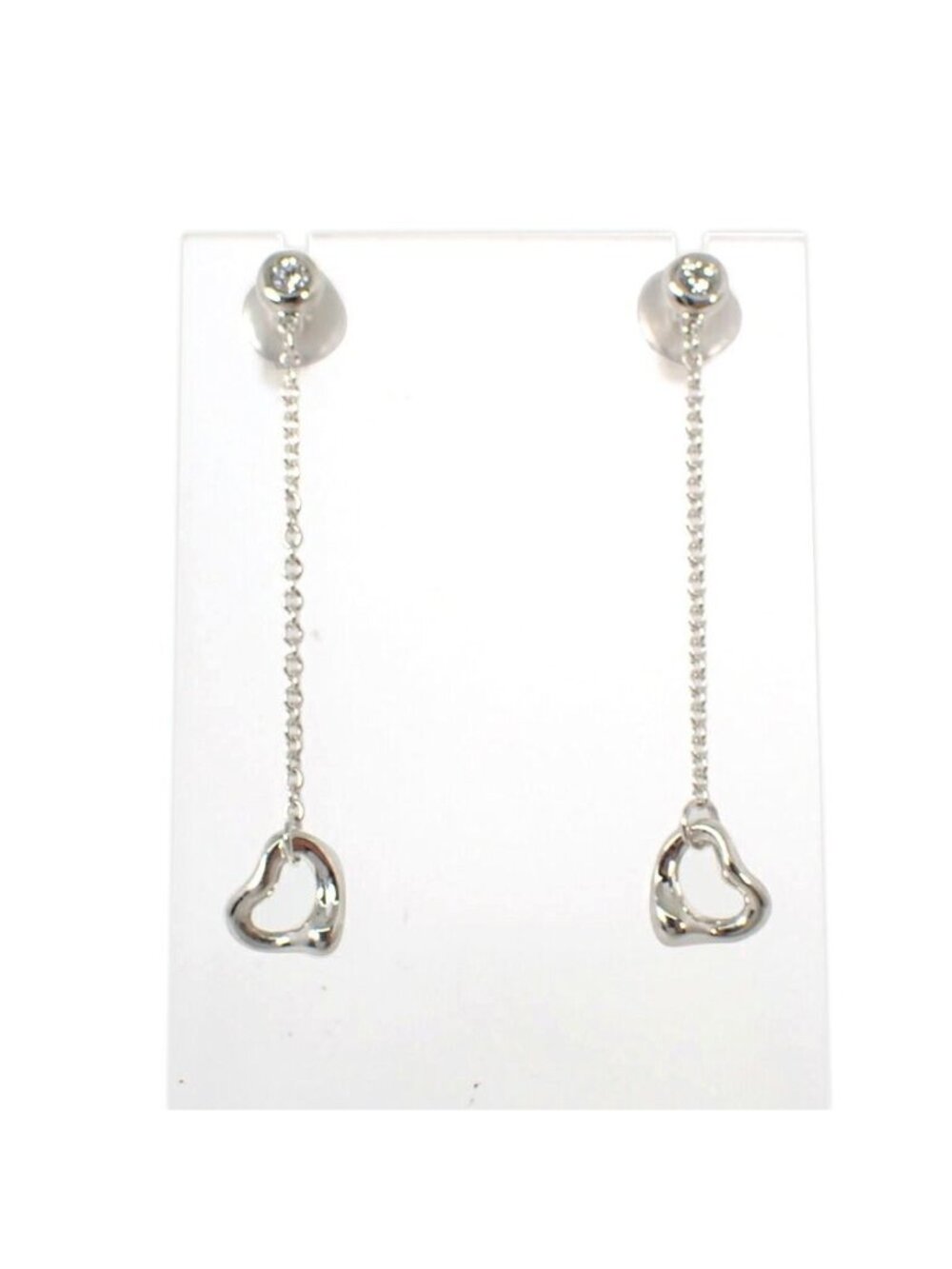 Tiffany & Co 925 Diamond Open Heart Earrings Box